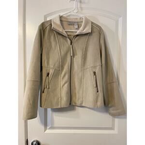 Chico's Jacket Medium Ivory Faux Suede Sherpa Lined Western Rodeo Cowgirl